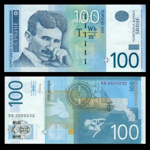 Billete Serbia 100 Dinara (Nikola Tesla) - 2013