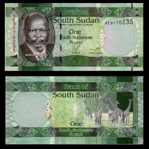 Billete Sudán del Sur 1 Libra (Jirafas)