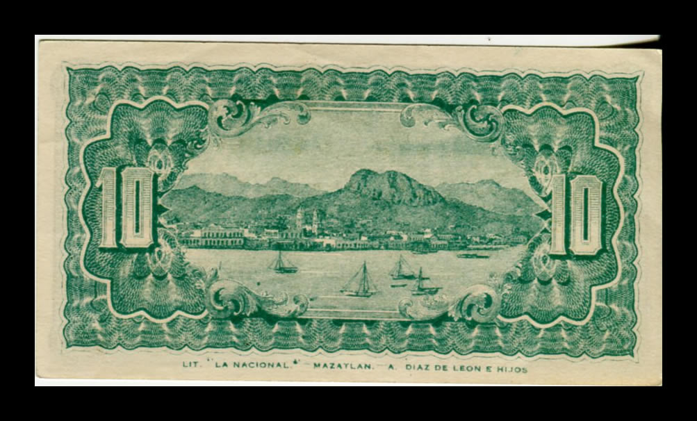 10 Centavos La Tesorería de la Federación -Guaymas Sonora - Condición XF (Extremely Fine) - Imagen 3