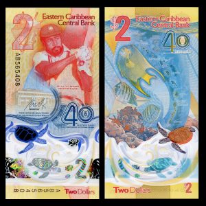 Billete del Caribe Oriental 2 Dollars 2023 - Conmemorativo