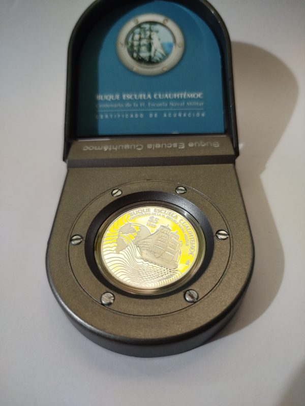 Moneda Buque Escuela Cuauhtemoc -1999 Plata Proof Ley 0.925 - 5 Pesos  - Con certificado de acuñación y estuche  - Imagen 4