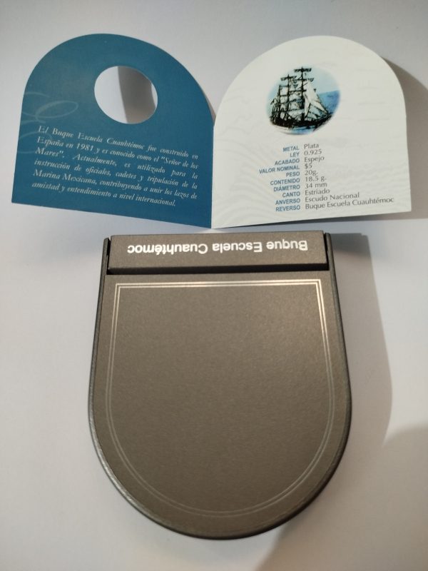 Moneda Buque Escuela Cuauhtemoc -1999 Plata Proof Ley 0.925 - 5 Pesos  - Con certificado de acuñación y estuche  - Imagen 16