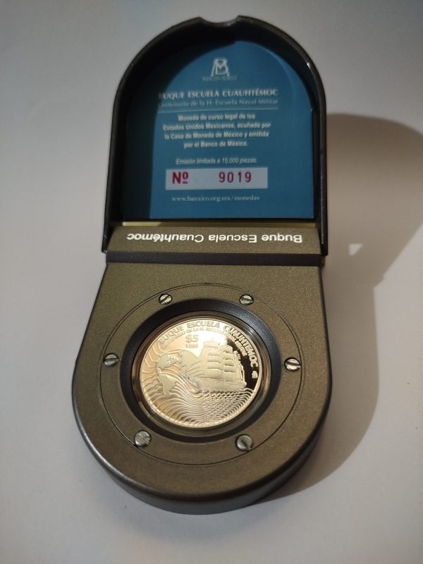 Moneda Buque Escuela Cuauhtemoc -1999 Plata Proof Ley 0.925 - 5 Pesos  - Con certificado de acuñación y estuche  - Imagen 18
