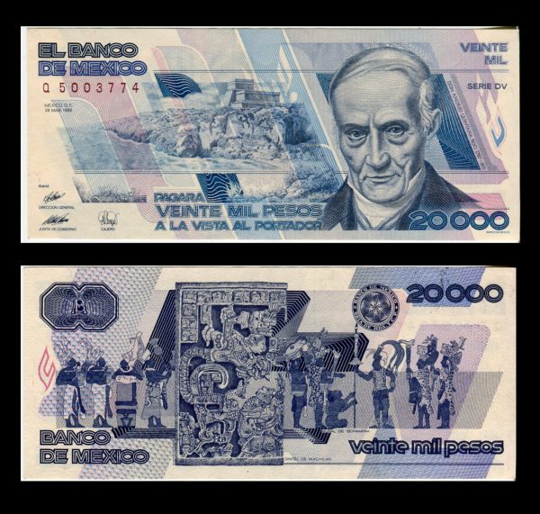 Billete  20000 Pesos Andrés Quintana Roo - Condición aUNC - Casi Sin Circular
