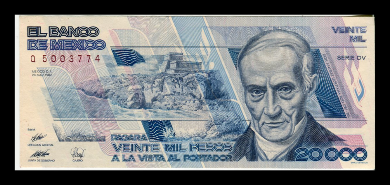 Billete  20000 Pesos Andrés Quintana Roo - Condición aUNC - Casi Sin Circular - Imagen 2