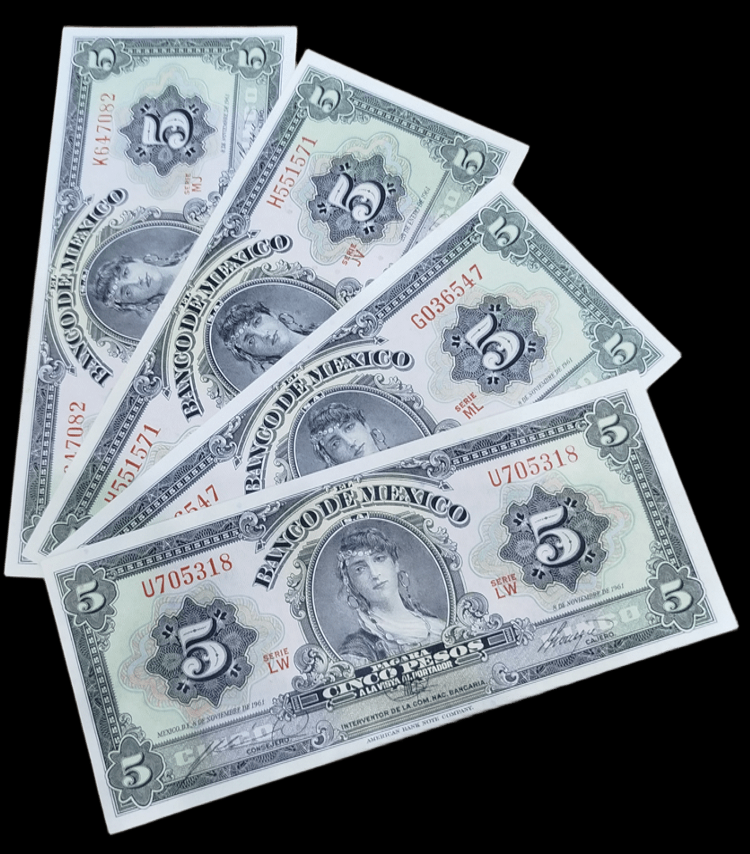 Billete 5 pesos Gitana - Serie 2 Letras - Condición UNC Sin Circular