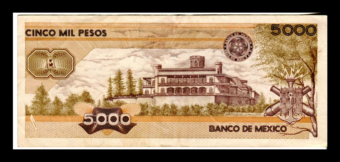 Billete 5000 Pesos Niños Héroes Condición "F" (Fine) - Imagen 3