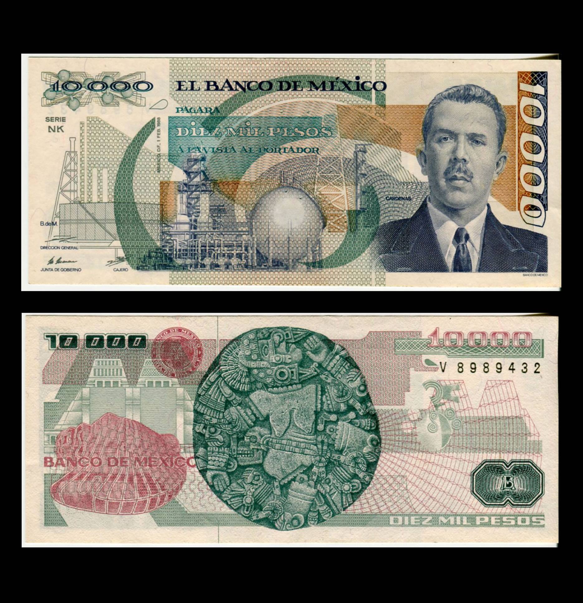 Billete 10000 Lázaro Cárdenas - Condición AUNC (Casi Sin Circular)