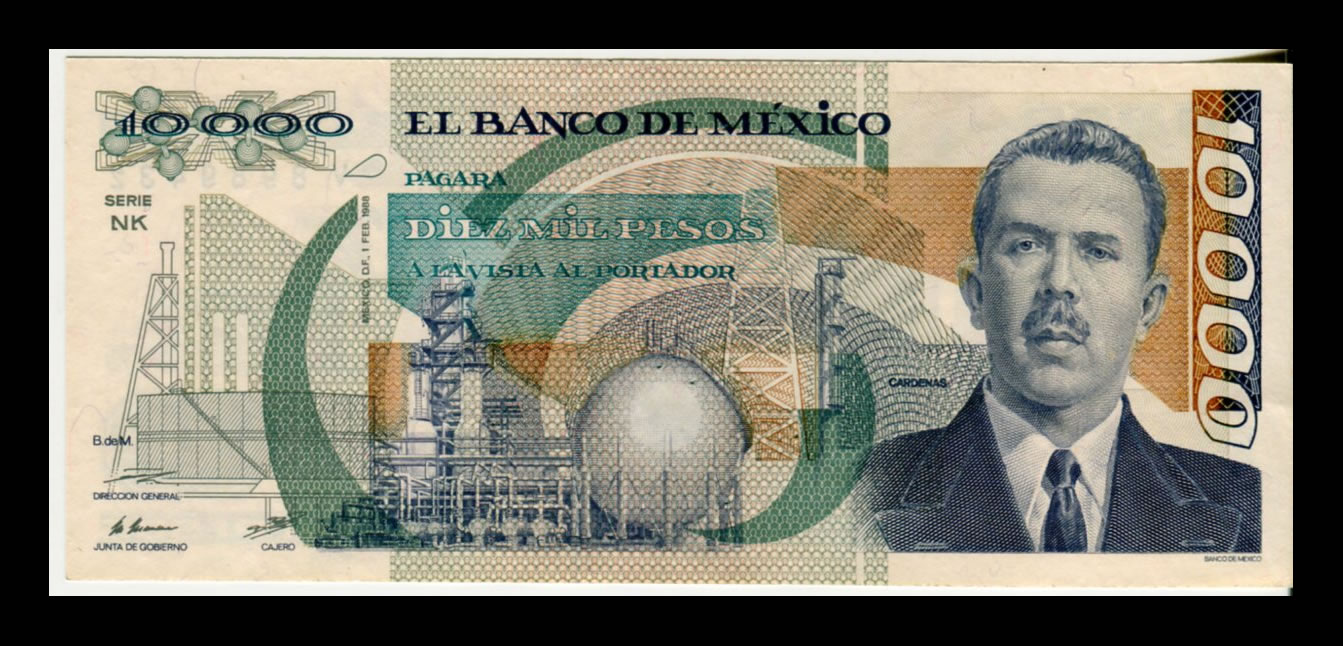 Billete 10000 Lázaro Cárdenas - Condición AUNC (Casi Sin Circular) - Imagen 2
