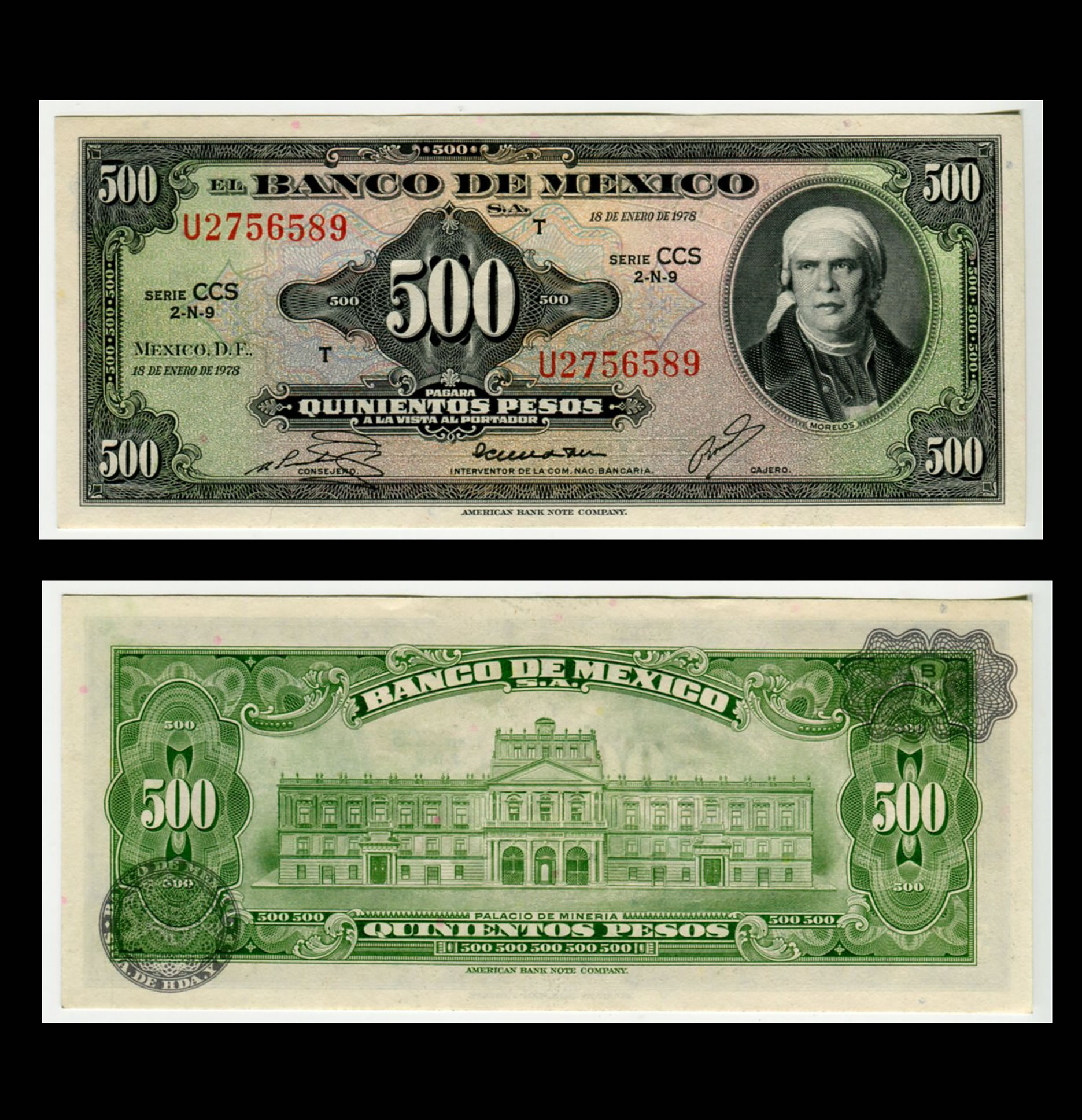 Billete 500 Pesos Morelos - Condición aUNC - Casi sin Circular