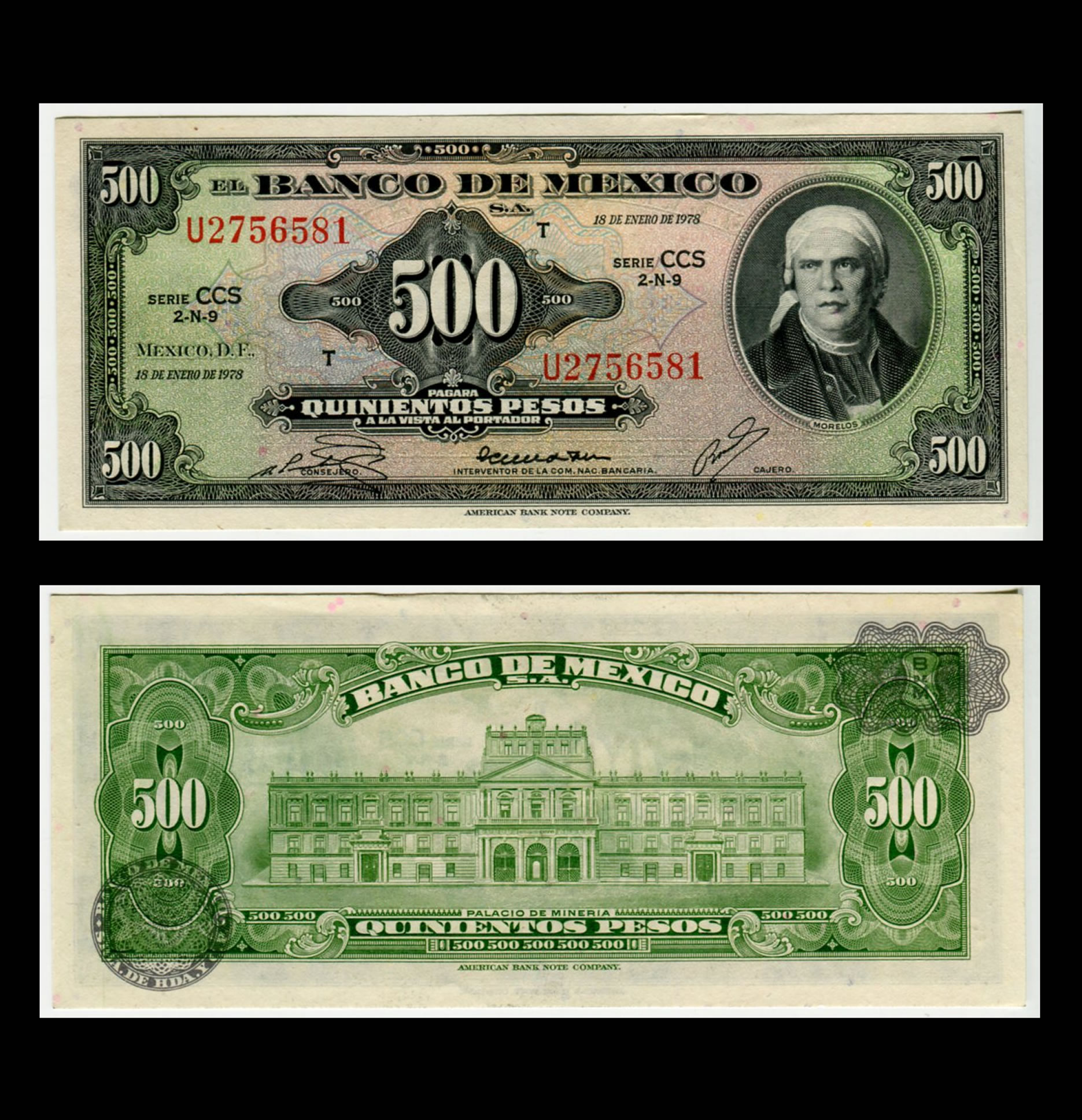 Billete 500 Pesos Morelos - Condición aUNC - Casi sin Circular