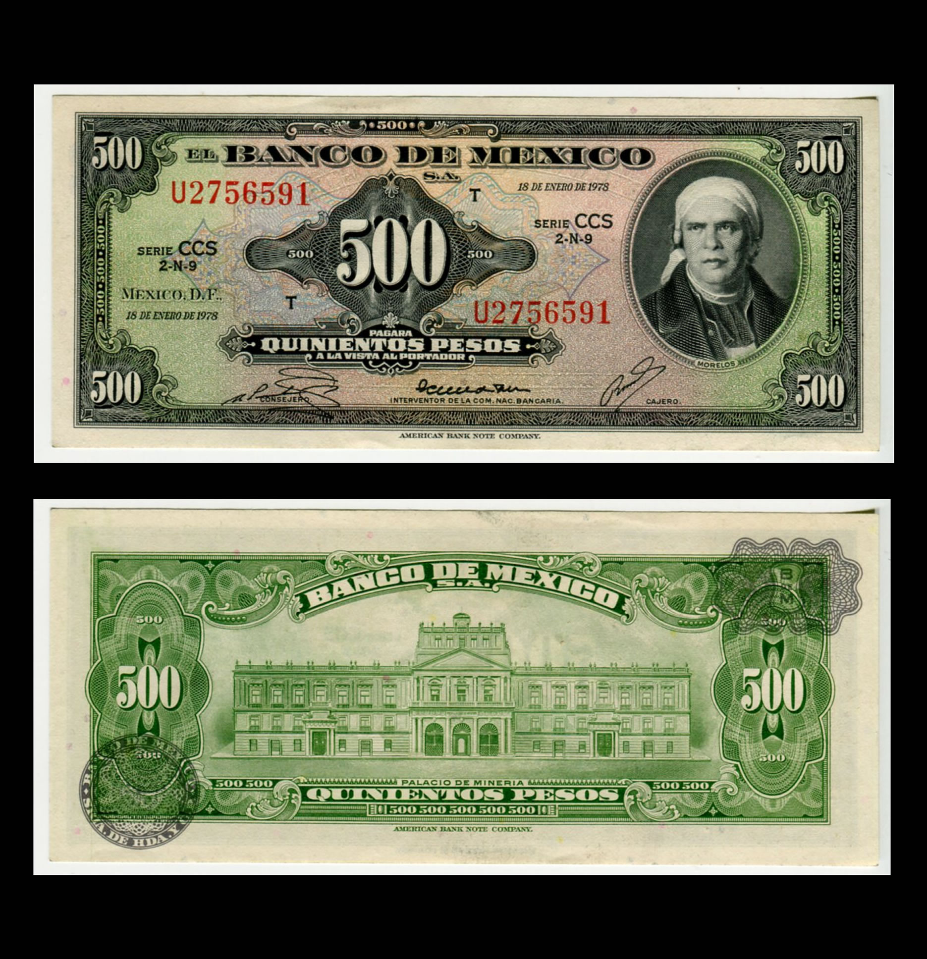 Billete 500 Pesos Morelos - Condición aUNC - Casi sin Circular