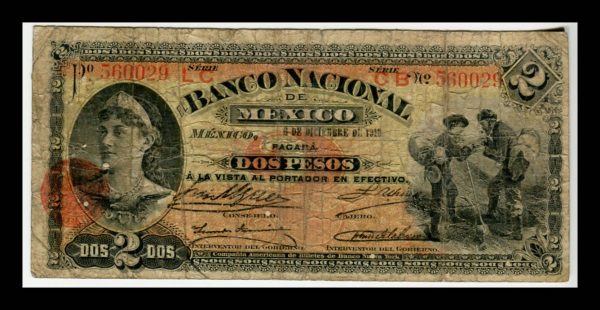 Billete Banco Nacional de México 2 Pesos 1913 - Condición - Imagen 2