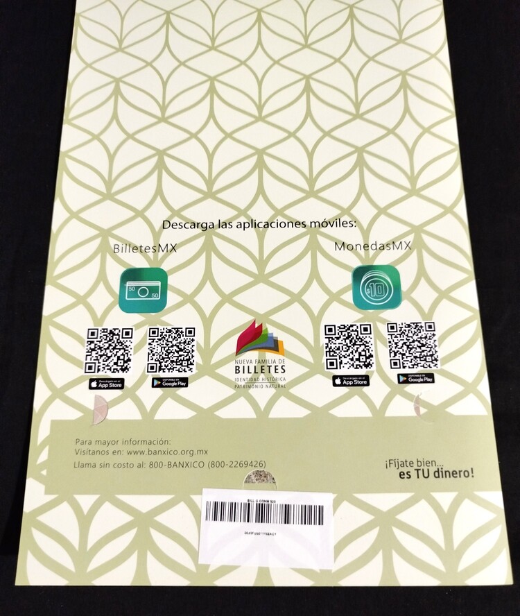 5 Billetes sin recortar $20 Pesos "Consumación de la Independencia" con Folder Oficial de Banco de México - Imagen 10