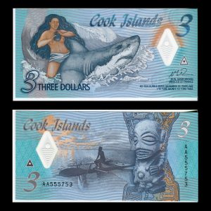 Billete Islas Cook 3 Dólares 2021 - Polímero