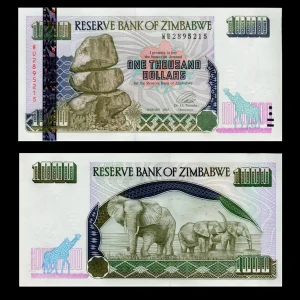 Billete Zimbabwe 1000 Dólares - Elefantes