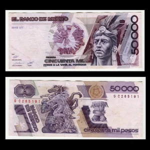Billete 50000 Cuauhtémoc Condición F (Fine)