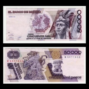 Billete 50000 Cuauhtémoc 1988 Condición XF (Extra Fine)