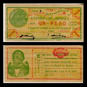 Billete 1 Peso Estado de Oaxaca - Circulado - Usado