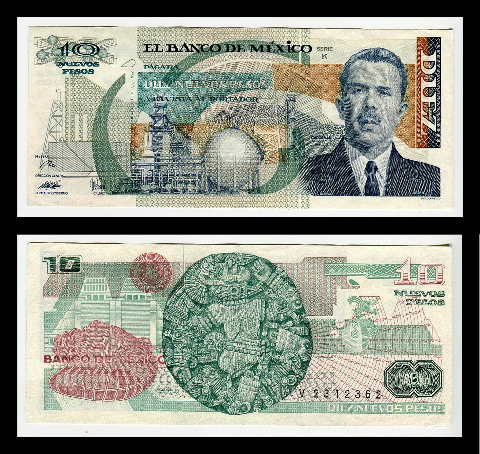 Billete 10 Nuevos Pesos Lázaro Cárdenas - Condición: Usado - Grado: XF (Extra Fine)