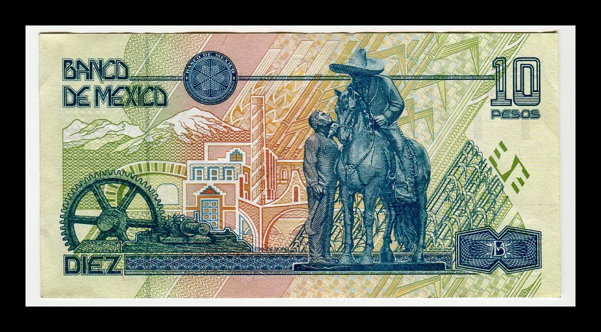 Billete 10 Pesos Emiliano Zapata -Condición: Usado - Grado: VF (Very Fine) - Imagen 3