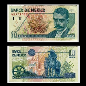 Billete 10 Pesos Emiliano Zapata -Condición: Usado - Grado: VF (Very Fine)