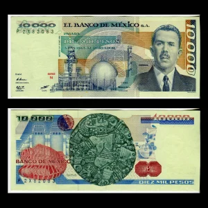 Billete 10000 Lázaro Cárdenas -Banco de México S.A. - Verde Limón -Grado: Casi Sin Circular (aUNC)