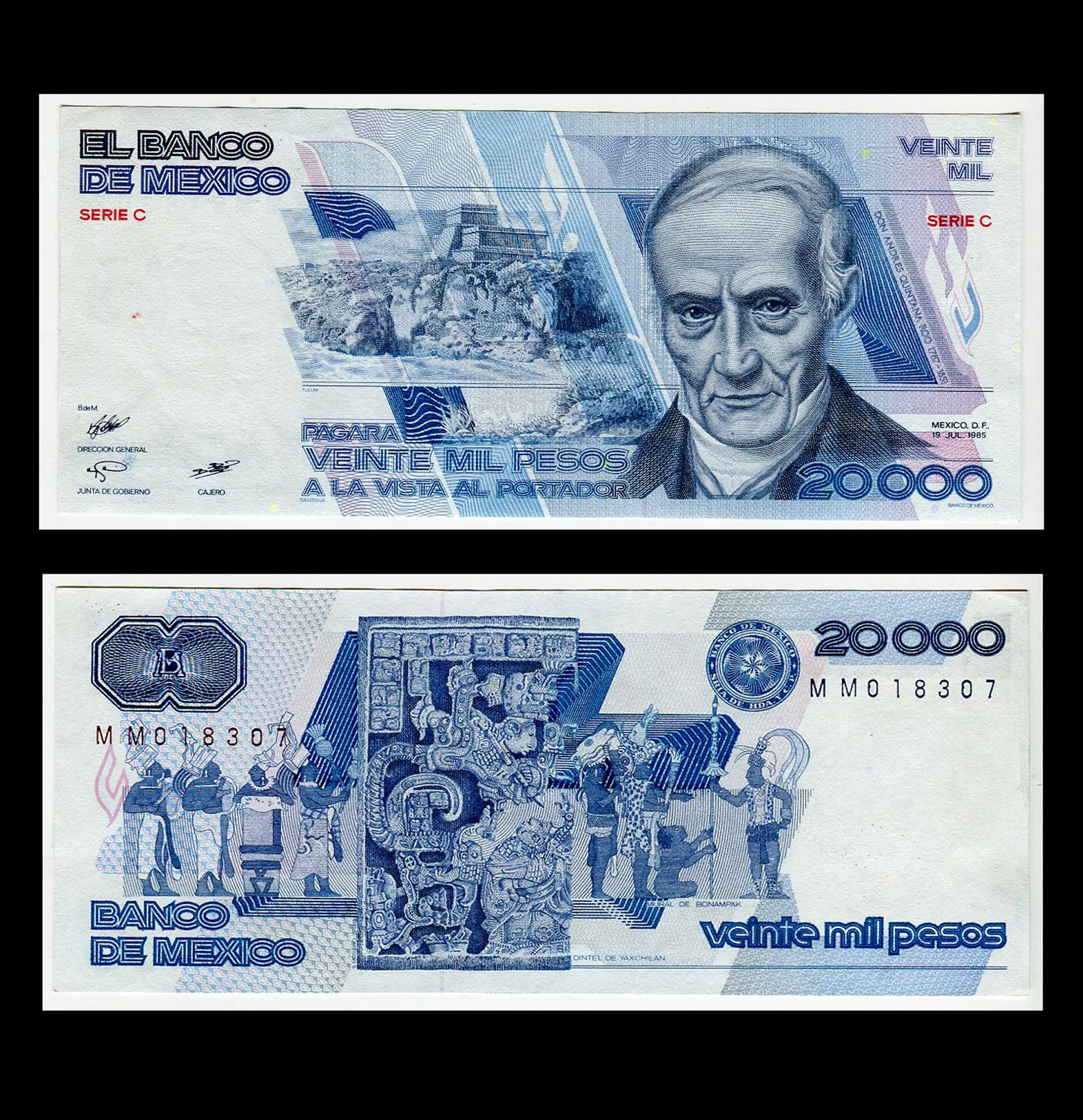 Billete 20000 Andrés Quintana Roo Marca de agua - Condición: AUNC - Casi Sin Circular
