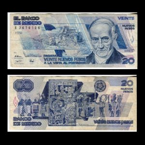 Billete Andrés Quintana Roo 20 Nuevos Pesos - Circulado - Usado - VF (Very Fine)