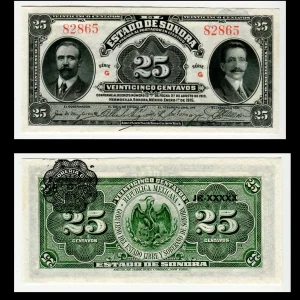 Billete del Banco de Sonora 25 Centavos - Condición: Casi Sin Circular - AUNC