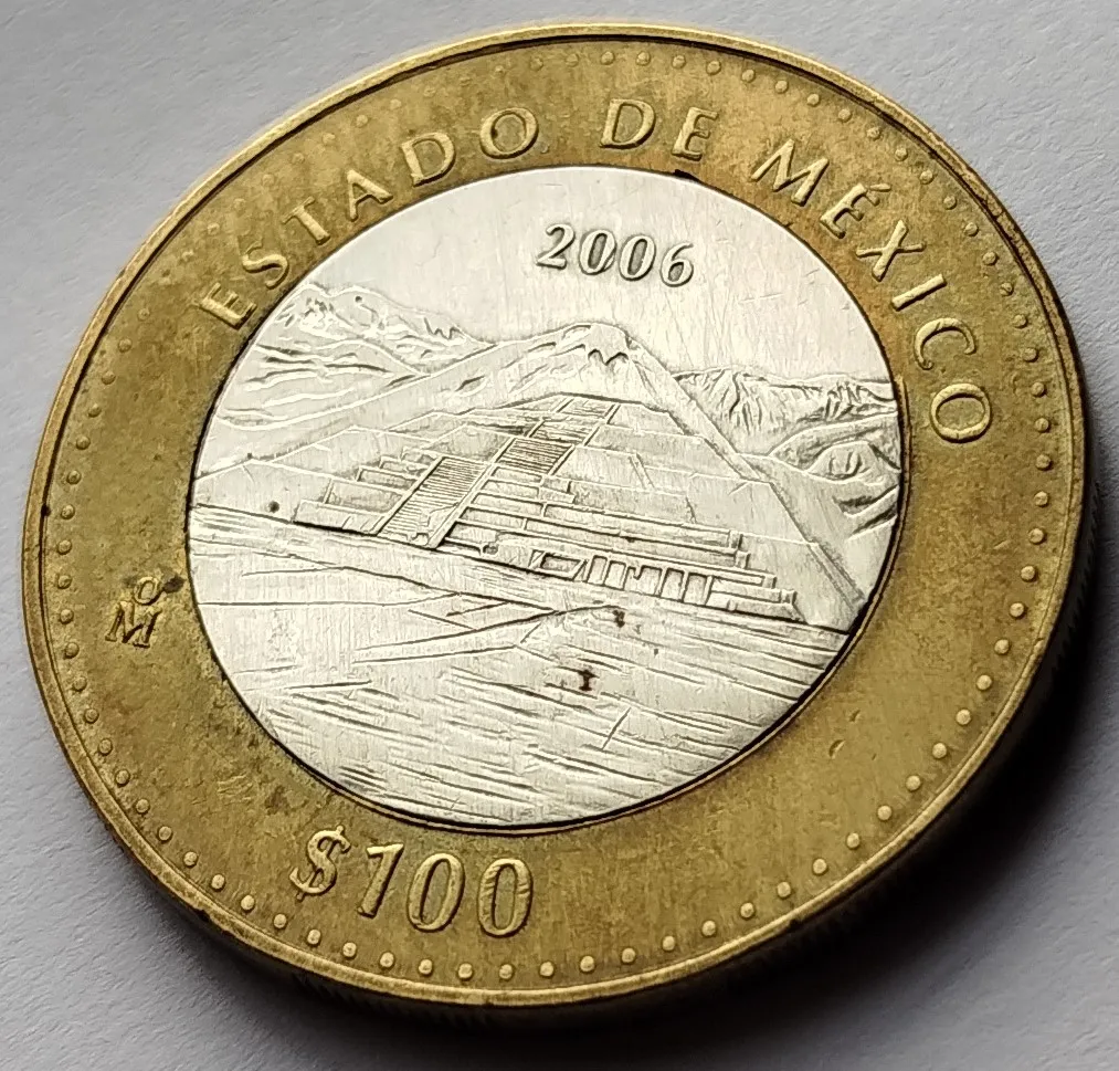 Moneda de 100 Pesos – Estado de México 2da Fase Bimetálica Plata 2006 – Condición Usada - Imagen 8