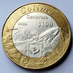 Moneda de 100 Pesos - Estado Colima 2da Fase Bimetálica Plata 2006 - Condición Usada