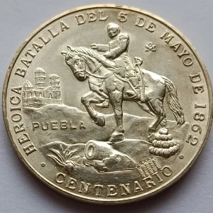 Medalla 100 Años Batalla De Puebla Plata 5 Mayo 1862 - 1962 - Condición - Usada
