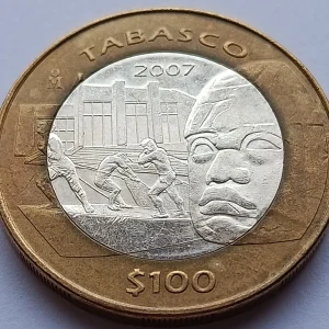 Moneda 100 Pesos Estado de Tabasco Segunda Fase - Condición: Usada