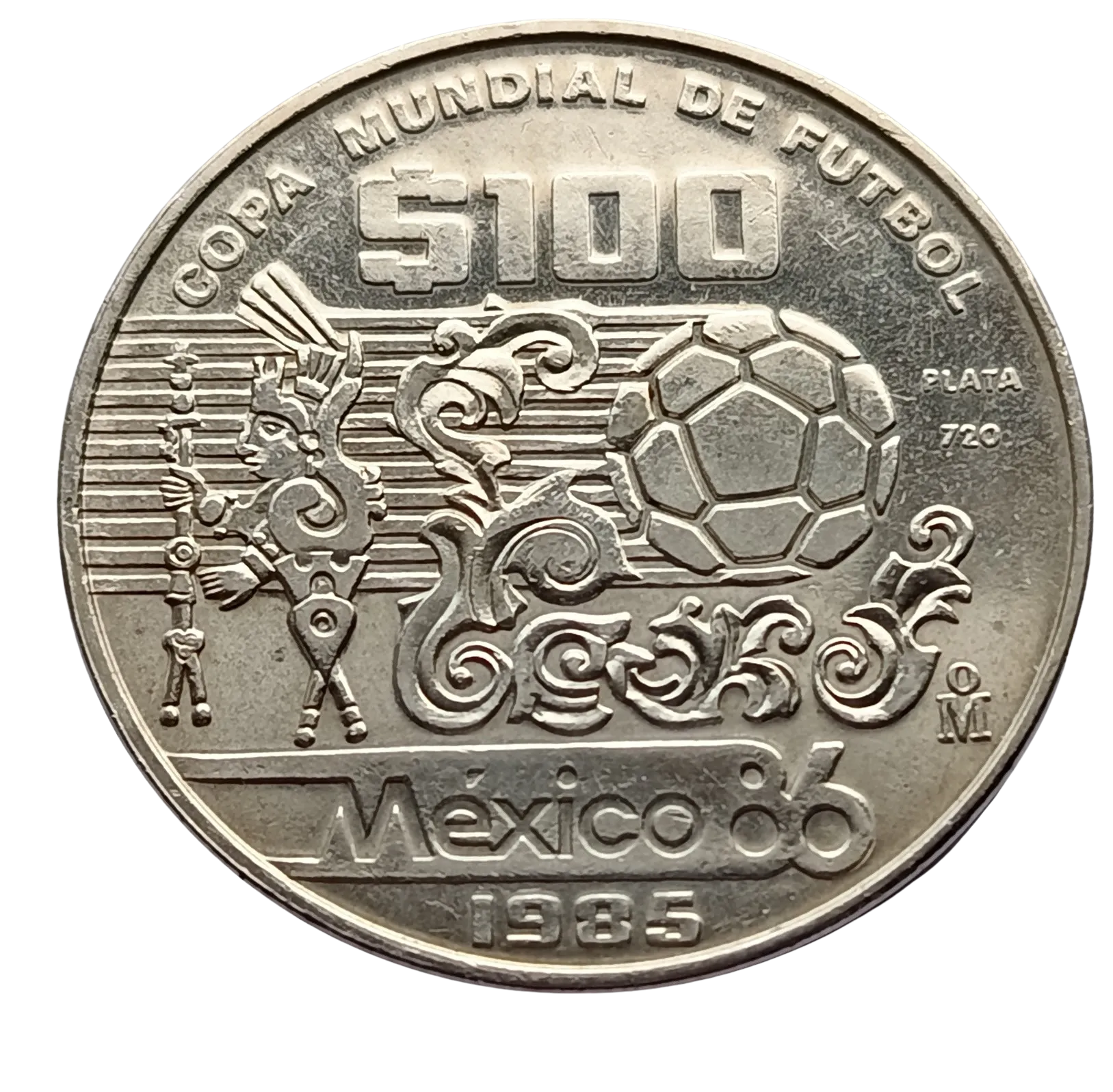 Moneda Conmemorativa $100 Pesos – Copa Mundial de Fútbol México 1986 (Plata Ley 0.720) - Condición Usada - Imagen 8
