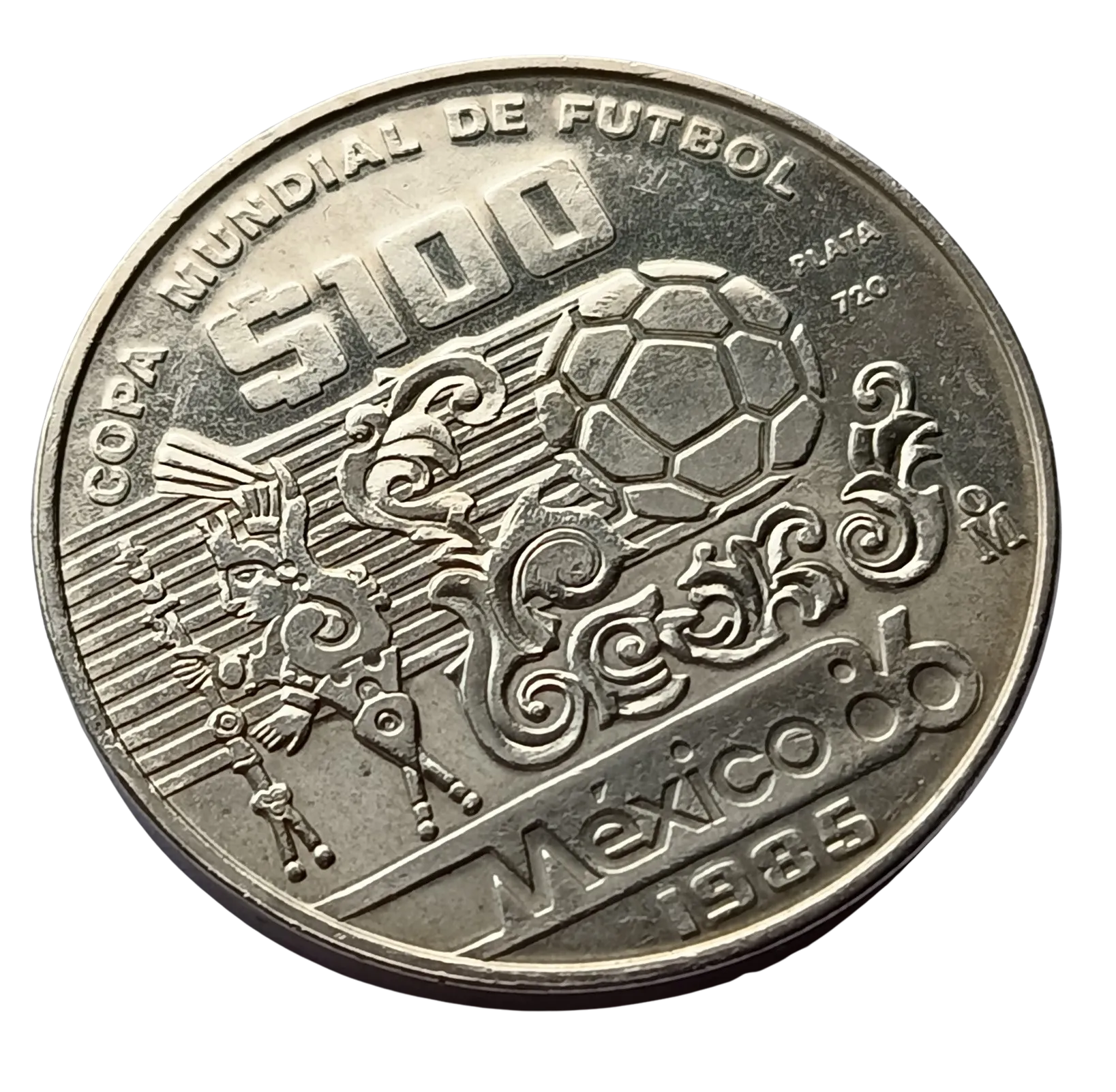 Moneda Conmemorativa $100 Pesos – Copa Mundial de Fútbol México 1986 (Plata Ley 0.720) - Condición Usada - Imagen 5