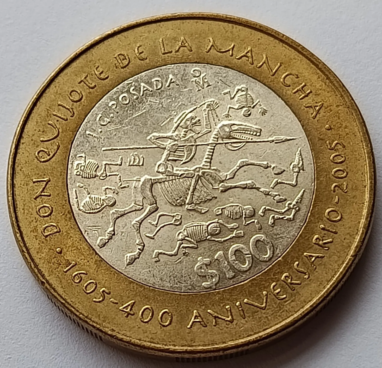 Moneda de 100 Pesos Calavera Quijotesca - 400 Aniv. Don Quijote de la Mancha - Condición: Usada - Imagen 11