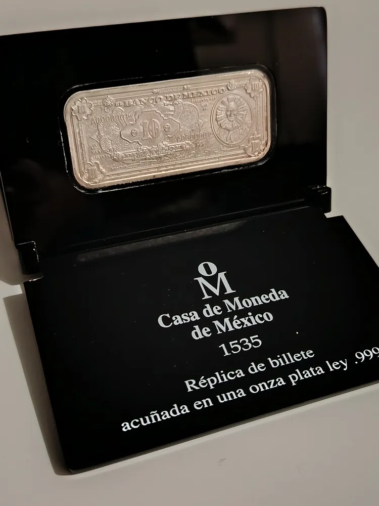 Replica en Plata del Billete de $10 Pesos Tehuana - Condición: Usado