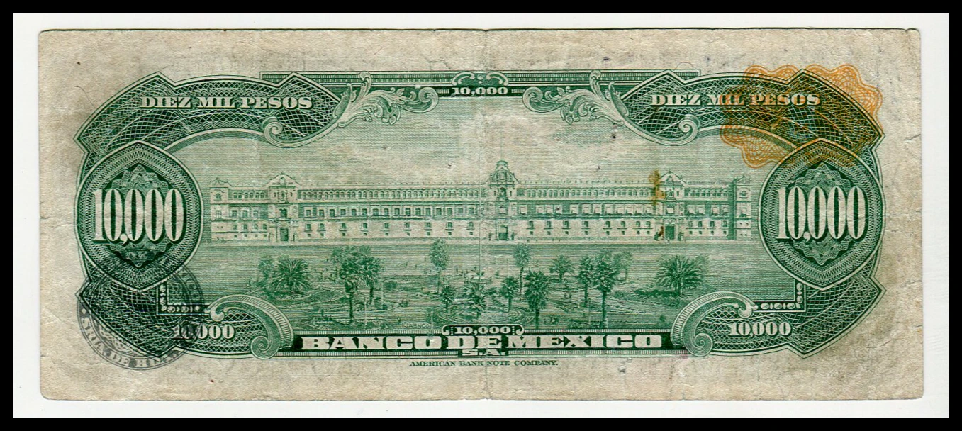 Billete Matías Romero 10,000 – Circulado – Usado - Grado: "F" (Fine) - Imagen 3