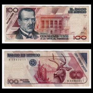 Billete 100 Nuevos Pesos Putarco Elias Calles - (Condición Usado - Grado: F "Fine")