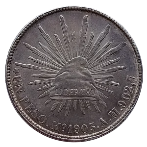 Moneda 1 Peso Porfiriano Plata Ley 0.9027 - Condición: Usado