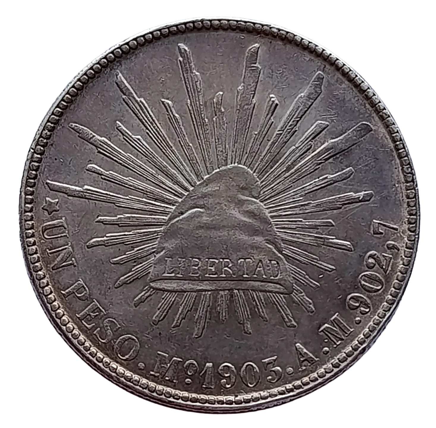Moneda 1 Peso Porfiriano Plata Ley 0.9027 - Condición: Usado