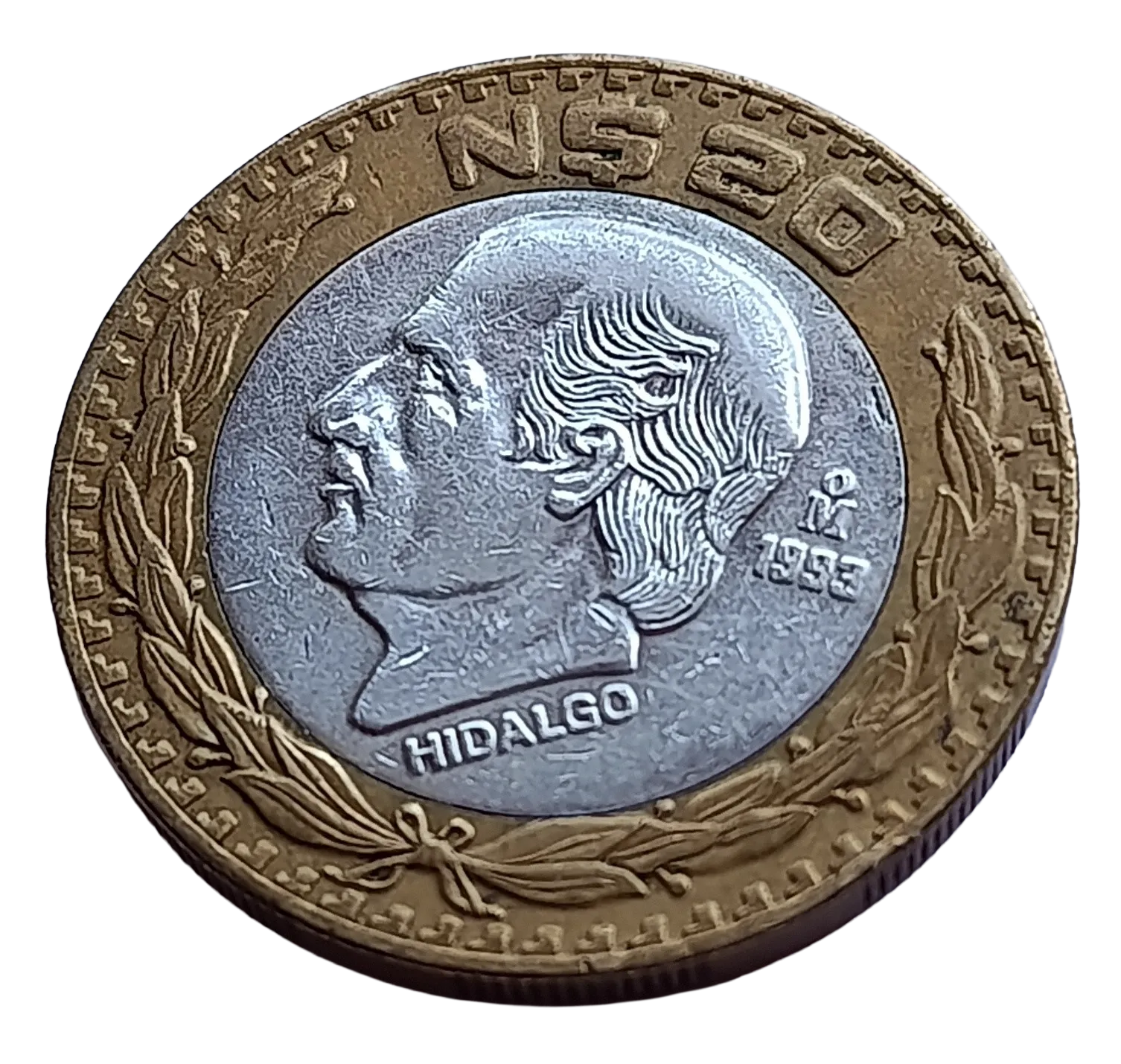 Moneda 20 Pesos Bimétalica Miguel Hidalgo Año 1993 - Condición: Usada - Imagen 8
