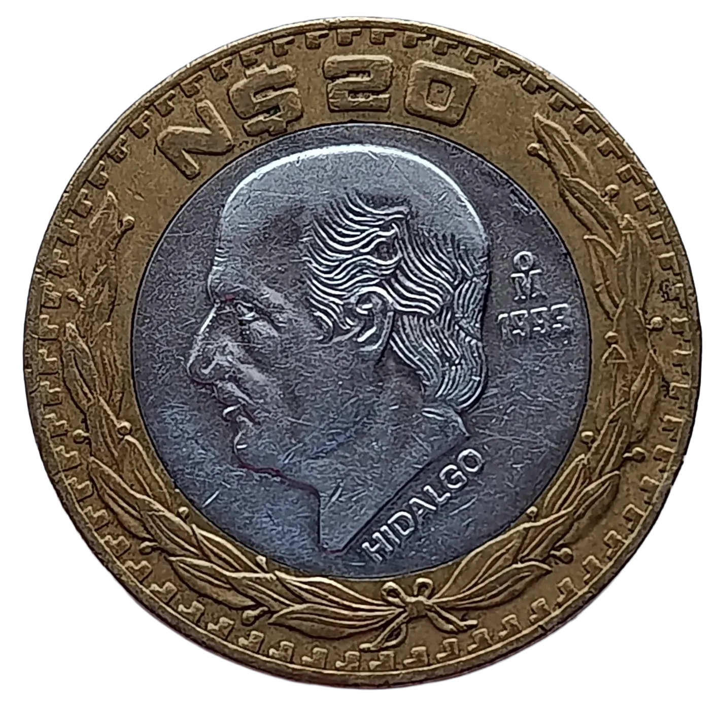 Moneda 20 Pesos Bimétalica Miguel Hidalgo Año 1993 - Condición: Usada - Imagen 6