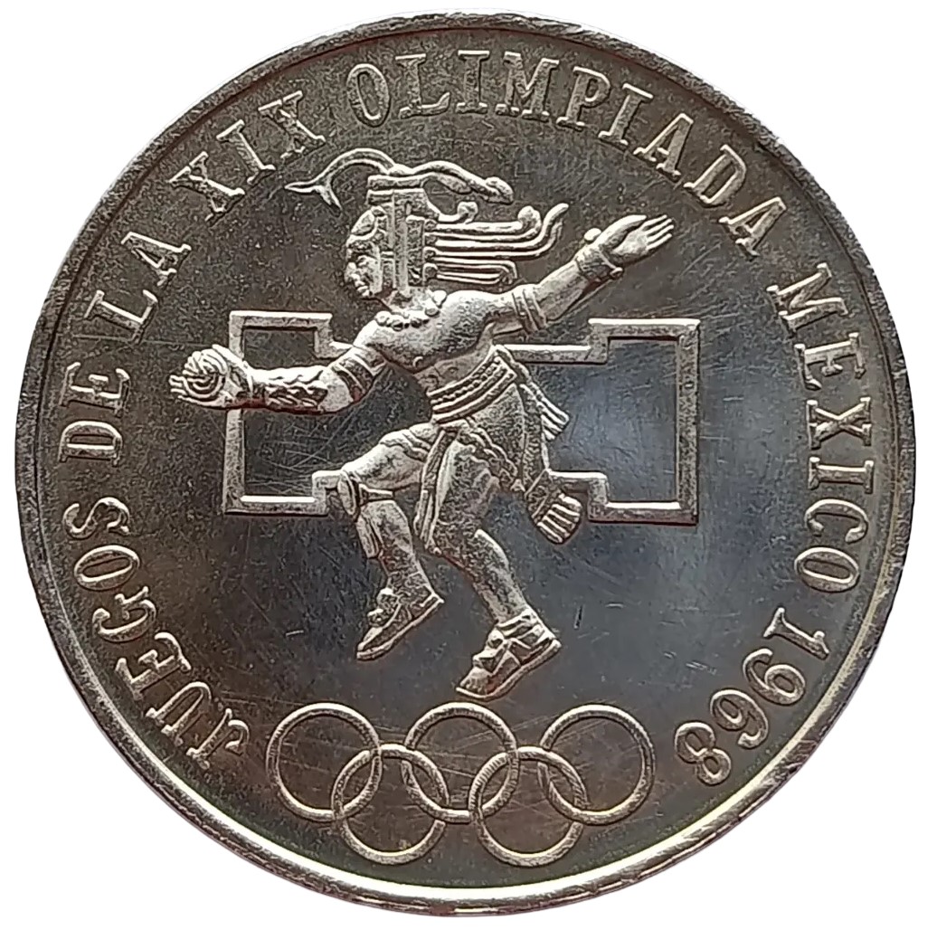 Moneda Olímpica 25 pesos 1968 -Plata Ley 0.720- Condición usada - Imagen 10