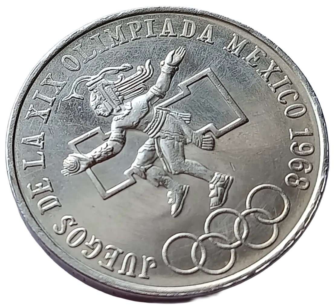 Moneda Olímpica 25 pesos 1968 -Plata Ley 0.720- Condición usada - Imagen 5