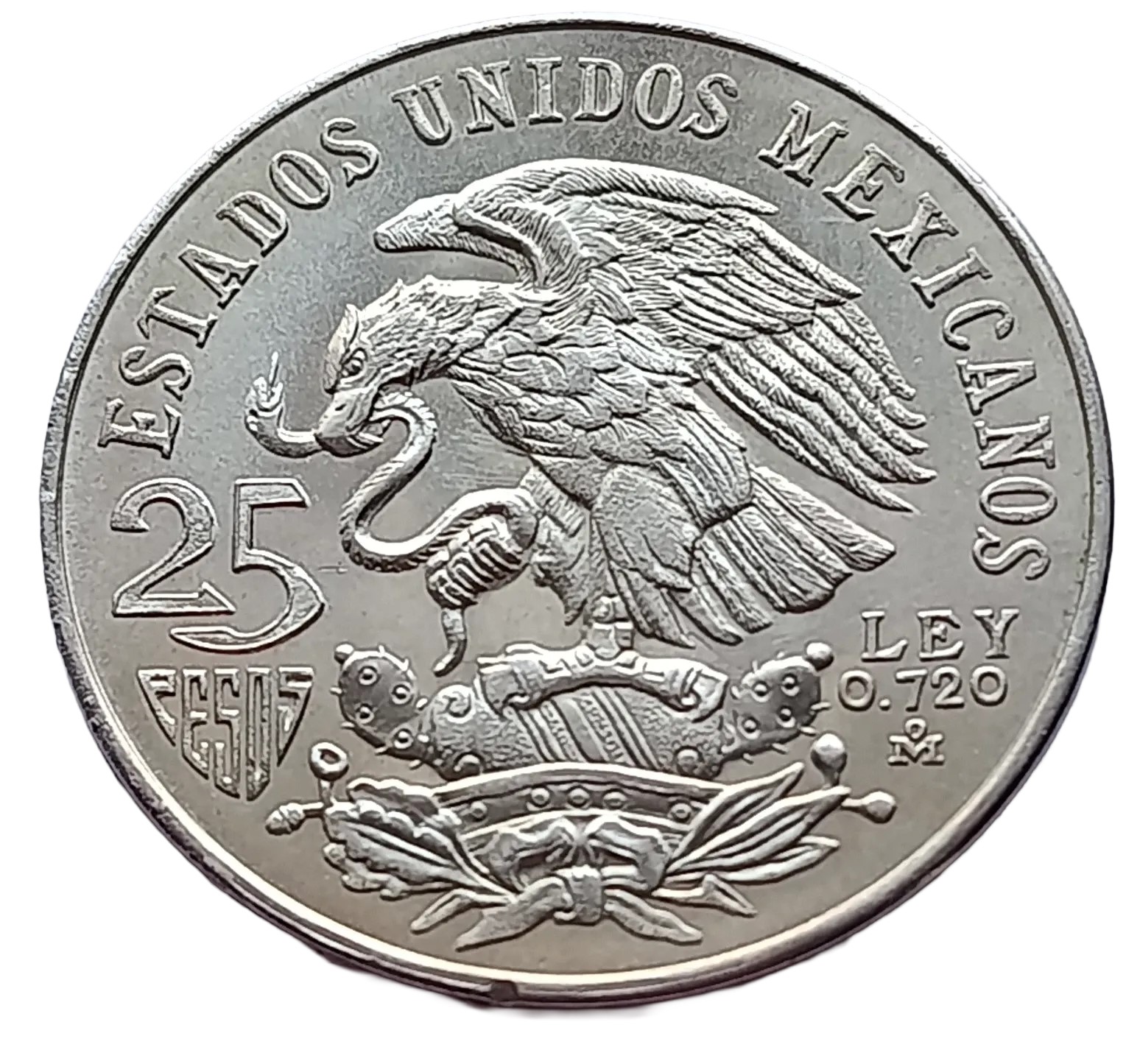 Moneda Olímpica 25 pesos 1968 -Plata Ley 0.720- Condición usada - Imagen 11