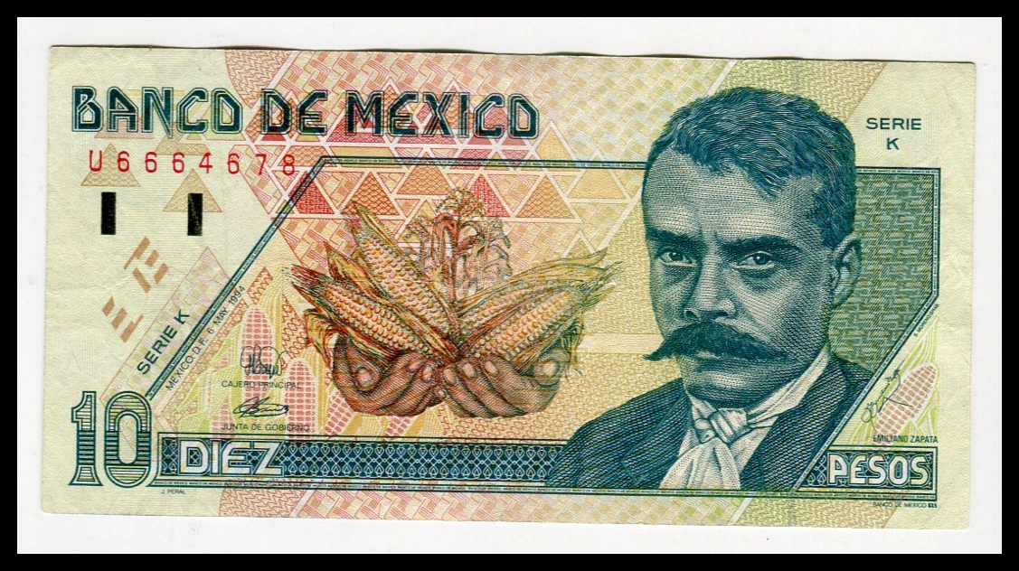 Billete 10 Pesos Emiliano Zapata -Condición: Usado - Grado: F (Fine) - Imagen 2
