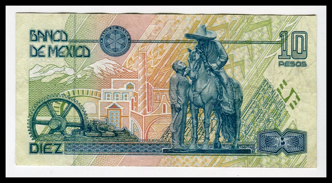 Billete 10 Pesos Emiliano Zapata -Condición: Usado - Grado: F (Fine) - Imagen 3