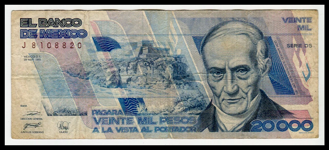 Billete 20,000 Pesos Andrés Quintana Roo – (Condición: Usado – Grado: VG - Very Good) - Imagen 2